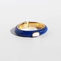 Blue enamel adjustable open ring with white square stone and gold-plated finish - Adjustable Open / Blue + White