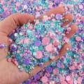 Pink purple blue and AB colored mixed resin pearls for nail art and DIY decor - 30 g / Pink Lake Blue Series-09