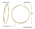 70mm high polished gold-plated stainless steel large hoop earrings for women - 70mm / Gold