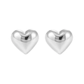 Polished S925 sterling silver heart stud earrings in a glossy bright silver finish - 7mm