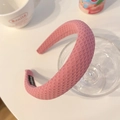 Serre-tête rembourré rose avec texture en maille et étiquette fait main interne - Rose rouge