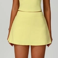 Jupe-short de sport jaune clair pour femme taille haute coupe en A avec poche - Jaune Bourgeon