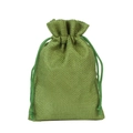 Green burlap drawstring bag for jewelry and gifts with a natural linen texture - Army Green