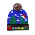 Bonnet tricoté d'hiver avec motif de dinosaure de Noël et pompon coloré chaud - Dinosaure Bleu Avec Sapin De Noël (2#)