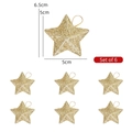 Set di 6 stelle dorate glitterate per albero di Natale con indicazione misure - 6 Pezzi / Confezione / Oro