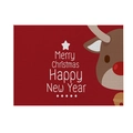 Red Christmas placemat with cartoon reindeer and Merry Christmas tree typography design - CD26-8 (Reindeer Tree Typography)