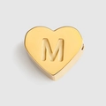 Gold titanium steel heart-shaped charm bead featuring a bold engraved letter M design - Letter M / Gold