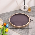 29.5cm round champagne gold jewelry tray with deep purple velvet lining for necklaces - Round Empty Tray-Grey