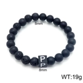 Lava stone bead bracelet with letter P stainless steel charm and matte black finish - Letter P Style (KB122538-Z) / 8mm