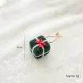 Handmade green wool felt gift box ornament with red bow for DIY Christmas tree decor - Green Large Gift Box