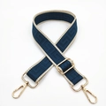 Detail of adjustable maze pattern wide shoulder strap with golden metal swivel hooks - Teal