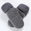 Thick warm dark grey plush mittens for women with soft double-layer fleece texture - Plush Cuff Dark Gray