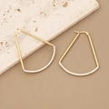 Detailed view of gold geometric trapezoid earrings with sparkling zircon micro-pave - Geometric Trapezoid (5#)