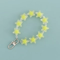 Translucent yellow and green star-shaped beaded keychain with silver metal swivel clasp - Light Yellow Frosted Star Style (B344-3)