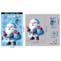 Blue Christmas window clings set with size chart for Santa Claus and snowflake stickers - BQ533 Santa & Gift Box
