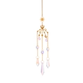 Golden sun and moon crystal suncatcher with rainbow prisms for window hanging decor - Style 5 (Sun Moon Frame - Rainbow Bead Pointed Pendant)