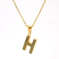 Golden 18k stainless steel necklace featuring a letter H pendant with black maze pattern - Letter H (Single Pendant)