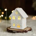 Miniature white LED Christmas snow house ornament with warm light, 7cm height - ABZT7-3 Small/Mini Snowy House