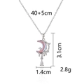 Silver crescent moon necklace with pink shell coating and sparkling rhinestone pendant - Pink Gradient Crescent Moon Necklace