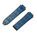 Blue crocodile pattern leather watch strap with black rubber lining and precise stitching - 19x26mm / Bamboo Grain Style (No Buckle) / Sky Blue