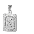 Pendentif carré lettre K en acier inoxydable argenté pour un style minimaliste - Lettre K