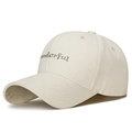 Berretto da baseball crema classico con ricamo dorato in tela di cotone densa - Regolabile / Beige Chiaro