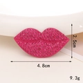 Macro view of pink rhinestone lip charm showing 4.8cm width and 2.5cm height details - D298 Large Lips (Rose Red)