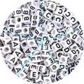 White square acrylic beads with black letters A to E for DIY jewelry crafts - 100pcs White Base Black Letters (6*6*4mm) / Letter A