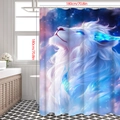 Creative sun moon lion curtain with space design measuring 180cm x 180cm for bathroom decor - 90*180cm / Green (Starry Lion)