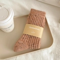 Chaussettes épaisses en laine de couleur terre cuite avec texture côtelée - Taille unique / Orange foncé