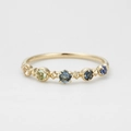 Minimalist 925 silver 14K gold plated ring with five vibrant multicolor gemstones - US 7 / Blue Series