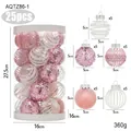 Set mit 25 rosa und weißen Weihnachtskugeln in 5 Stilen mit einem Displayzylinder - 25 Stück/Eimer / Rosa und Weiß