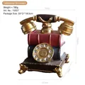Vintage red telephone sculpture on stacked books figurine for home wine cabinet decor - Red