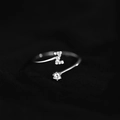 Minimalist silver open ring featuring a sparkling zircon letter Z and a single round diamond - Letter Z