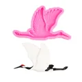 Pink silicone crane mold with finished flying bird pendant for DIY crafts and decor - B97 Flying Pose / Pink