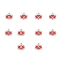 Detaillierte Ansicht von zehn vergoldeten roten Teufelsaugen-Anhängern mit Strasssteinen - 1# Rotes Augen-Anhänger