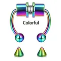 Anello al naso magnetico multicolore in acciaio inossidabile con punte e sfere intercambiabili - Colorato