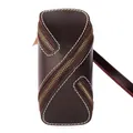 Deep brown vegetable-tanned leather zipper key case with handmade stitching details - Coffee