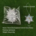 73mm electroplated iridescent snowflake ornaments for Christmas tree decor, 6 pieces pack - Snowflake / 73mm / Rainbow Plated