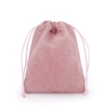 Detailed macro view of a pink velvet drawstring pouch with soft texture and woven cord - Dusty Pink