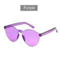 Modern rimless one-piece wraparound jelly sunglasses in transparent purple finish - Transparent Purple