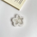 Transparent flower-shaped phone collapsible grip and stand for smartphones - White