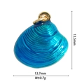 Macro detail of 18K gold-plated shell pendant with dimensions 13.5mm by 13.7mm and 0.7g weight - Blue Enamel Shell