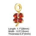 Detail view of gold clover pendant with red stone showing 28x12mm dimensions - Clover Pendant / Red
