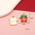 Detail of red and gold Christmas gift box pendants with size 15x16mm and weight 1.5g - Christmas Gift Box Style 1