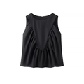 Detail of black sleeveless top featuring V-shaped pleats and elegant draped texture - S / Black