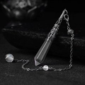 Polished hexagonal white crystal pendant with vintage floral silver metal cap and chain - Antique Silver Clear Crystal