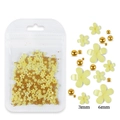 Pale yellow resin flower nail charms and gold beads in 3mm and 6mm sizes for DIY art - Yellow Flower With Gold Bead