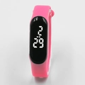Pink silicone band LED digital watch for kids and students with oval touch screen display - Pink
