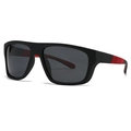Classic black polarized sunglasses for men with red dotted non-slip temple texture - Black Gray Frame Red Leg